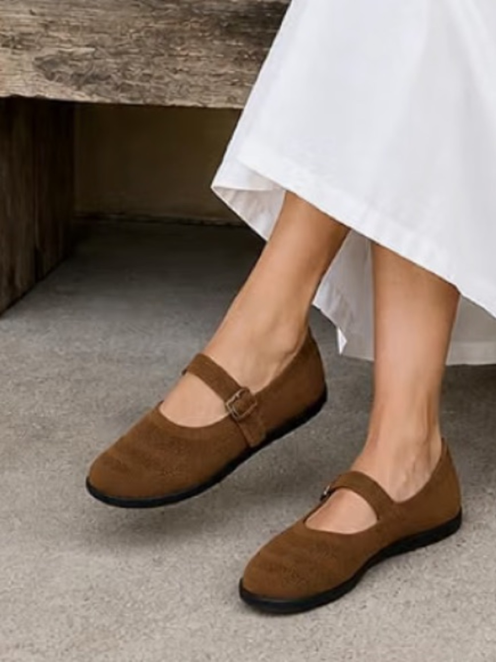 WHITIN Womens Mary Jane Shoes Wide Toe Box Barefoot Flats New W/O box